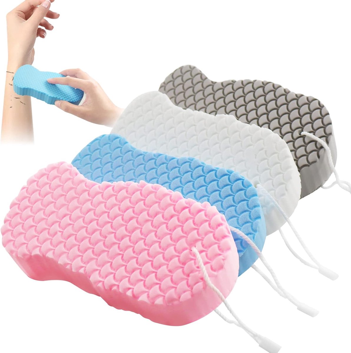 SnelShoppen - 4 Stuks Ultra Zachte Exfoliërende Bad Spons, Super Soft Scrub Spons voor Volwassenen, Badaccessoires voor Ontspanning en Verwennerij, Id