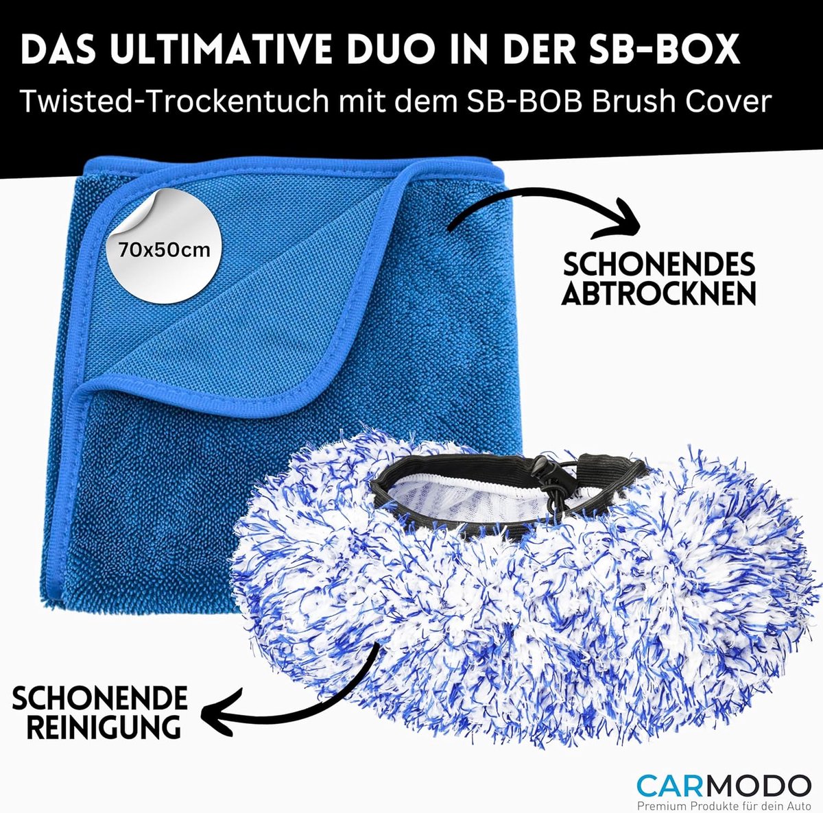 SnelShoppen - Premium Car Washing Brush Cover + Microfiber Drying Cloth 70x50 cm | Bescherm je Auto Tegen Krassen, Ideaal voor Zelfwasstraten, Zacht e