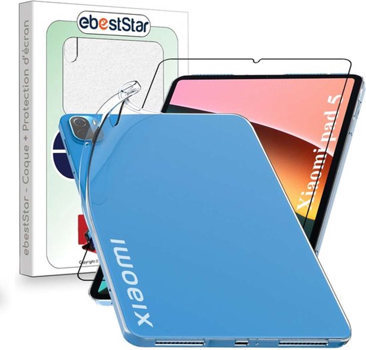 ebestStar - Hoes geschikt voor Xiaomi Pad 5, Pad 5 Pro, 5G (2021), Back Cover, Beschermhoes anti-luchtbellen hoesje, Transparant + Gehard Glas
