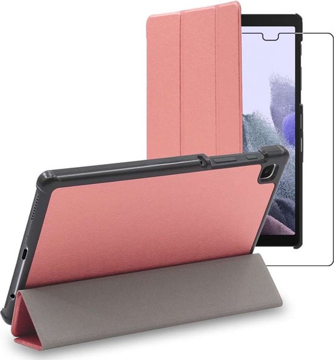 ebestStar - Hoes geschikt voor Samsung Galaxy Tab A7 Lite 8.7 T220 T225, Slanke Design PU Lederen Etui, Automatische Slaap/Wake, SmartCase hoesje, Rosegoud + Gehard Glas