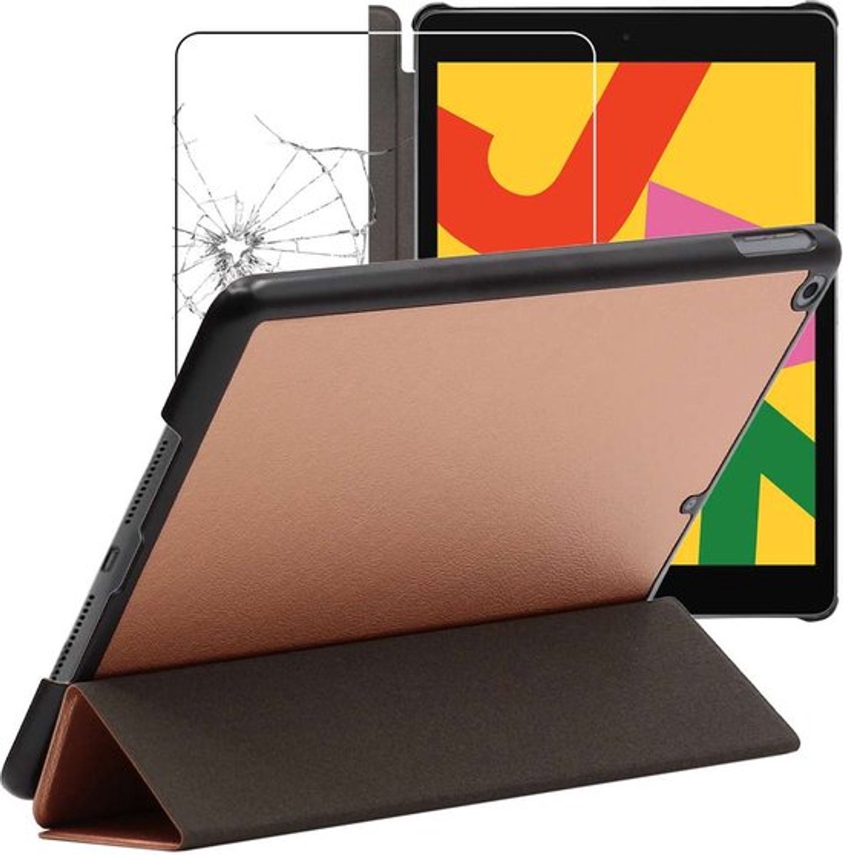 ebestStar - Hoes geschikt voor iPad 10.2 (2019, 2020, 2021) Apple, Slanke Design PU Lederen Etui, Automatische Slaap/Wake, SmartCase hoesje, Rosegoud + Gehard Glas
