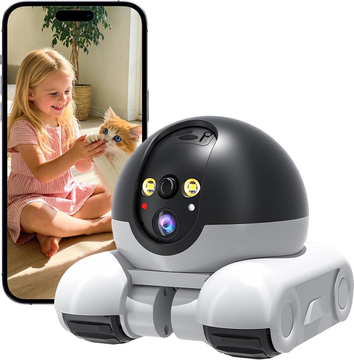 SnelShoppen - Robot Camera 1080p Dual Camera voor Huisdieren, WiFi, Automatische Cruise, 2-Weg Audio, Nachtzicht en 360° Panoramisch Zicht