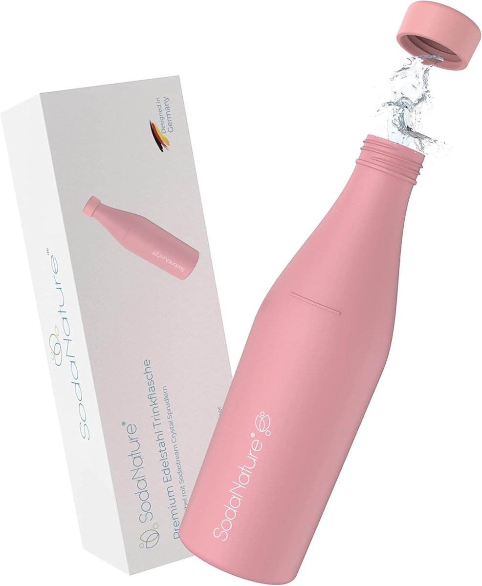 SnelShoppen - Premium 700 ml RVS Fles voor SodaStream, Lichtgewicht en Lekvrij, Vaatwasserbestendig, Perfect voor Sport en Onderweg, Inclusief Cadeauv