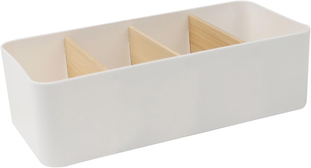 SnelShoppen - 4 Compartimenten Afstandsbediening Organizer, Bamboo Pennenhouder met Verwijderbare Compartimenten, Multifunctioneel Bureau Organizer vo
