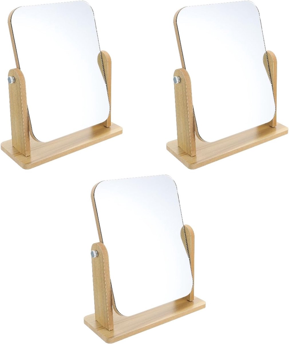 SnelShoppen - 3Pcs Rotatable Desktop Makeup Mirror - 360° Verstelbaar Sieraad Spiegel voor Meisjes - Vierkante Tafel Spiegel voor Thuisgebruik - Ideaa