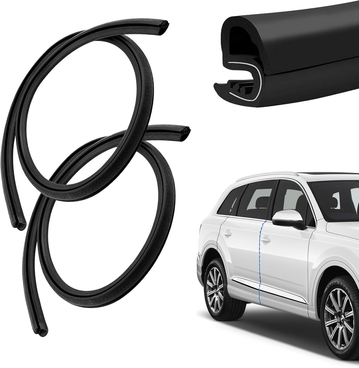 SnelShoppen - Geluiddichte B-zuilen afdichting auto - 2m rubberen deurafdichting - Universele lijmvrije klemprofiel randbescherming voor vrachtwagen e