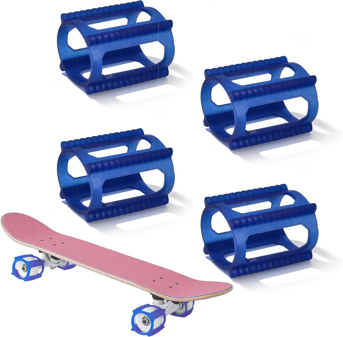SnelShoppen - Trainer Skateboards 4 Stuks Blauw Wiel Lock 49-65 mm Antislip Stabilisatie Oefening Leertrucs Ollie Kickflip Beginners Training Outdoor