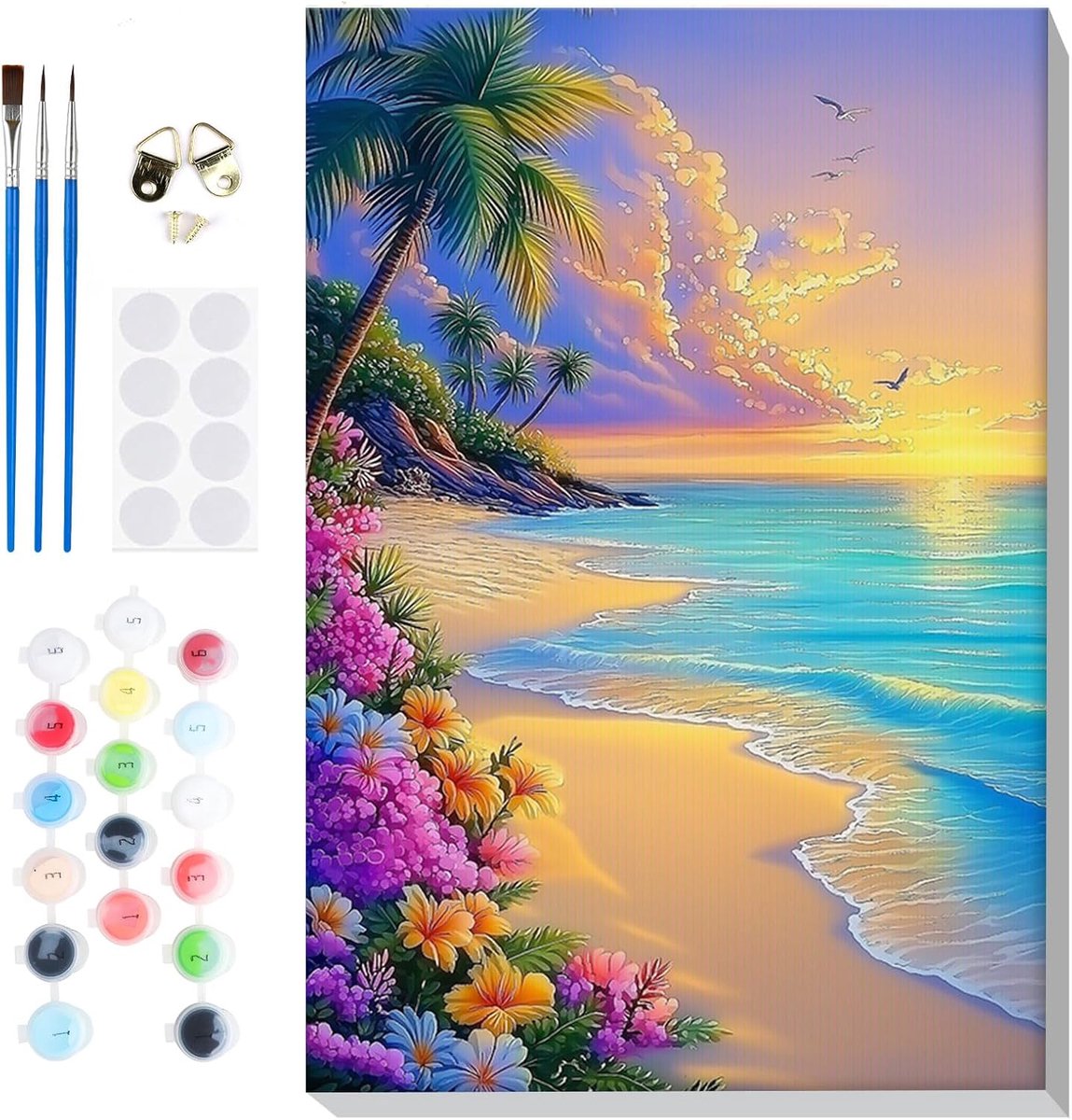 SnelShoppen - Schilderen op Nummer Set voor Volwassenen en Kinderen met Houten Lijst, Acrylverf en Borstels - Creatieve DIY Schilderset voor Thuisdeco