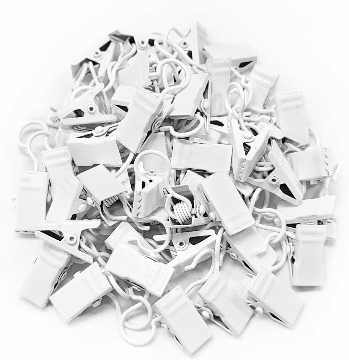 SnelShoppen - 50Pcs Gordijnclips met Haken - Sterke Rvs Clips voor Gordijnen, Douchegordijnen en Licht Hangers - Wit - Ideaal voor Thuisdecoraties en