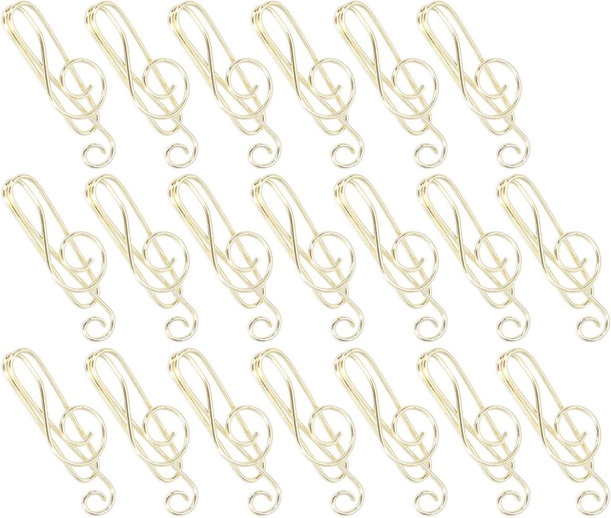 SnelShoppen - 20 Stuks Gouden Paperclips Muziek Sleutels - Uniek Ontwerp, Robuust Materiaal, Compact, Perfect voor Kantoor en Creatieve Projecten