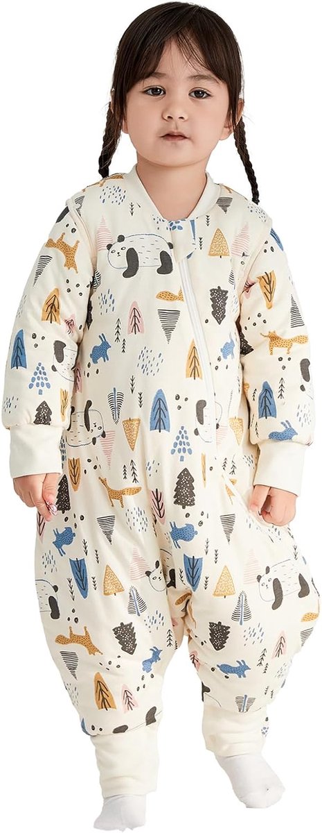 SnelShoppen - DuoMiaoMiao Baby Slaapzak met Benen - Winter Slaapzak met Voetopening 3.5 Tog - Warm Draagbare Babydeken met Verwijderbare Mouwen voor K
