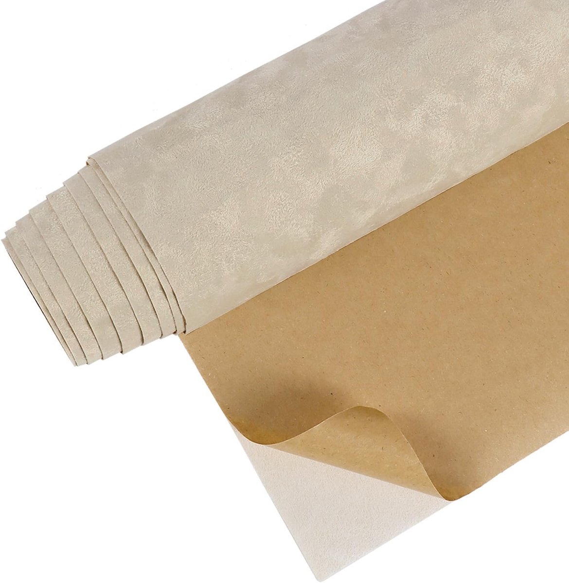 Beige Velours Behang 30cm x 900cm - Bloemmotief Zelfklevend Behang voor Slaapkamer, Meubels en Decoratie
