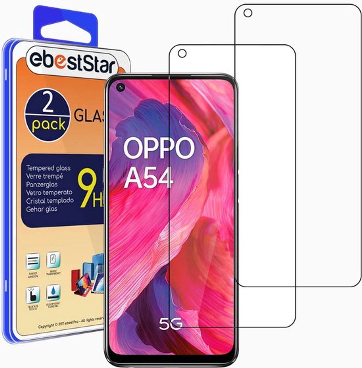 ebestStar - {2 Stuks} Gehard glas geschikt voor Oppo A54 5G, A74 5G, Screen Protector Cover, Schermbeschermer Tempered Glass