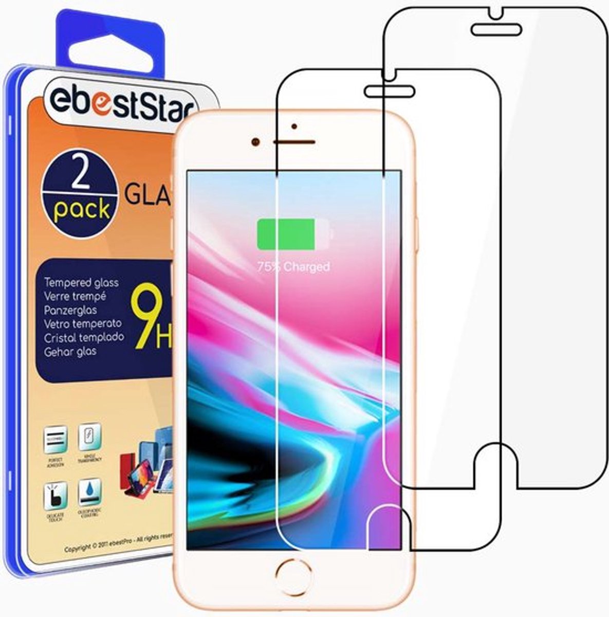 ebestStar - {2 Stuks} Gehard glas geschikt voor iPhone 7 Plus, iPhone 8 Plus, iPhone 6 6S Plus Apple, Screen Protector Cover, Schermbeschermer Tempered Glass