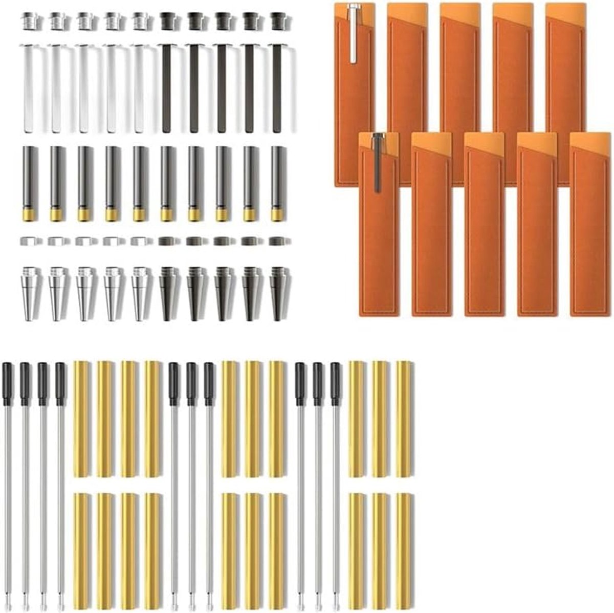SnelShoppen - Rotate Pen Sets 10 Pack - 10 Ballpoint Pens met Zwarte Inkt - Slimline Rollerball Twist Set - Perfect voor Houtbewerking en Creatieve Pr