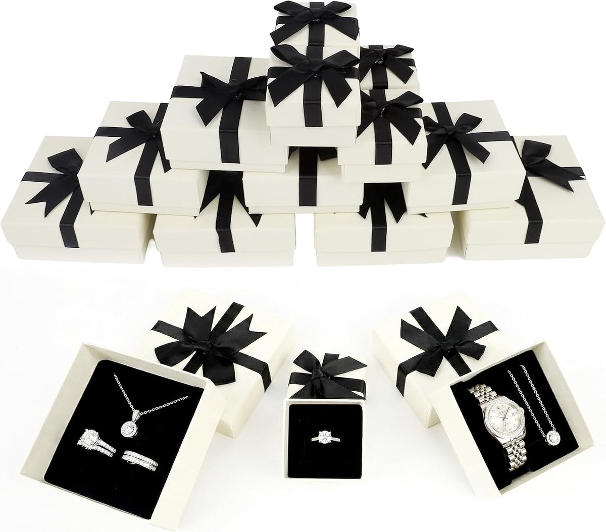 SnelShoppen - 12 Stuks Sieradendoosjes Kartonnen Geschenkdozen voor Halsketting Oorbellen Ringen Robuust en Duurzaam met Deksel voor Feest en Cadeaus