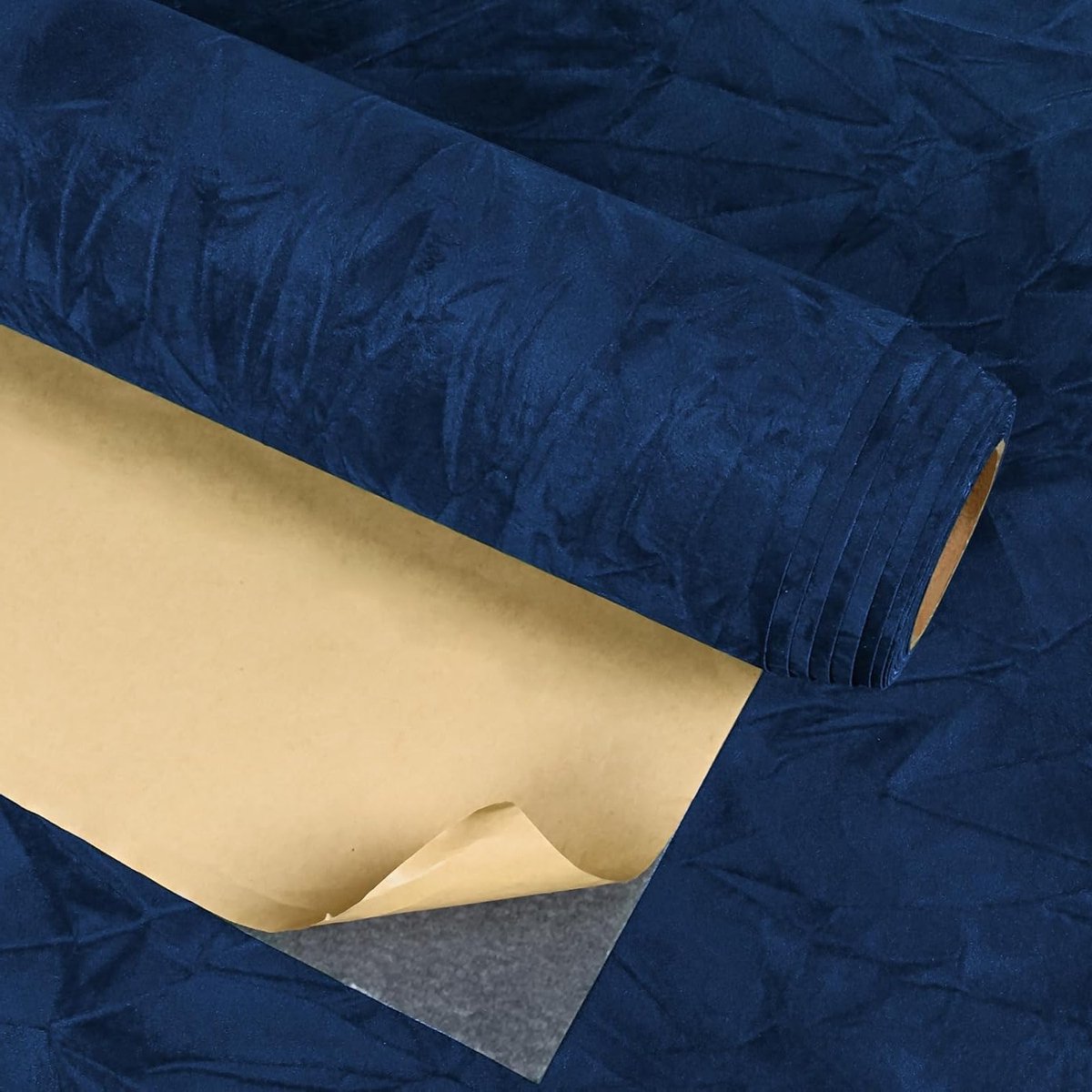 Zelfklevend Velours Behang in Marineblauw - Crumpled Effect 40cm x 300cm voor Meubels, Slaapkamer en Juwelenboxen