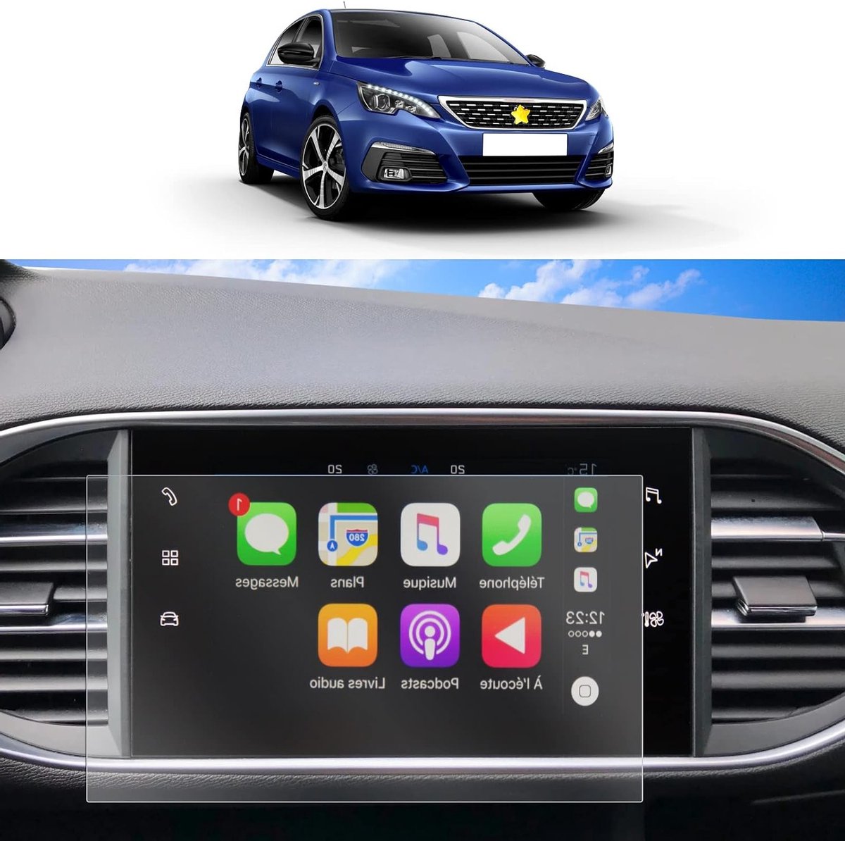 Pack van 2 Beschermfolies voor Navigatie van 9,7 Inch voor P*eugeot 308 SW / 308 GTI, GPS, Transparante Schermbeschermer, Krassenbestendig en Duurzaam