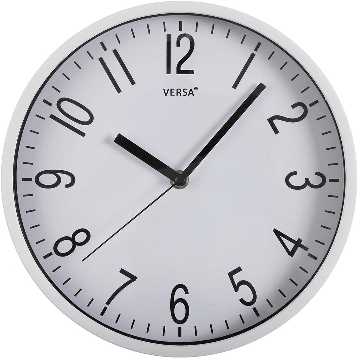 SnelShoppen - Stille Muurklok voor Woonkamer, Keuken of Eetkamer - 25 cm - Zwart/Wit Polypropyleen - Eenvoudig af te lezen Design