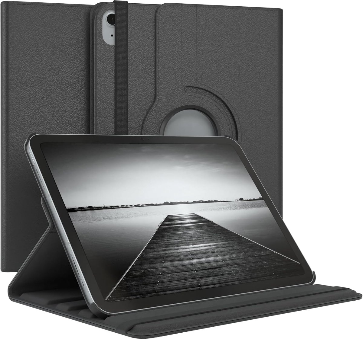 SnelShoppen - Tablet Hoes voor iPad 11 Gen A16 (2025) - Beschermende Case met Smart Cover, 360° Rotatie, Vouwbare Stand, Kunstleer Zwart, Ideaal voor