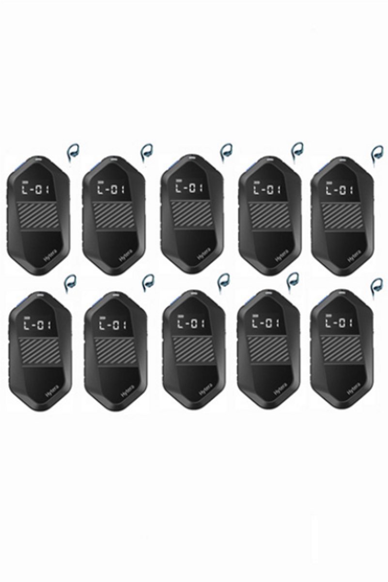 Set van 10 Hytera S1E LF Mini Portofoon vergunning vrij IP67 waterdicht met C-ring oortje