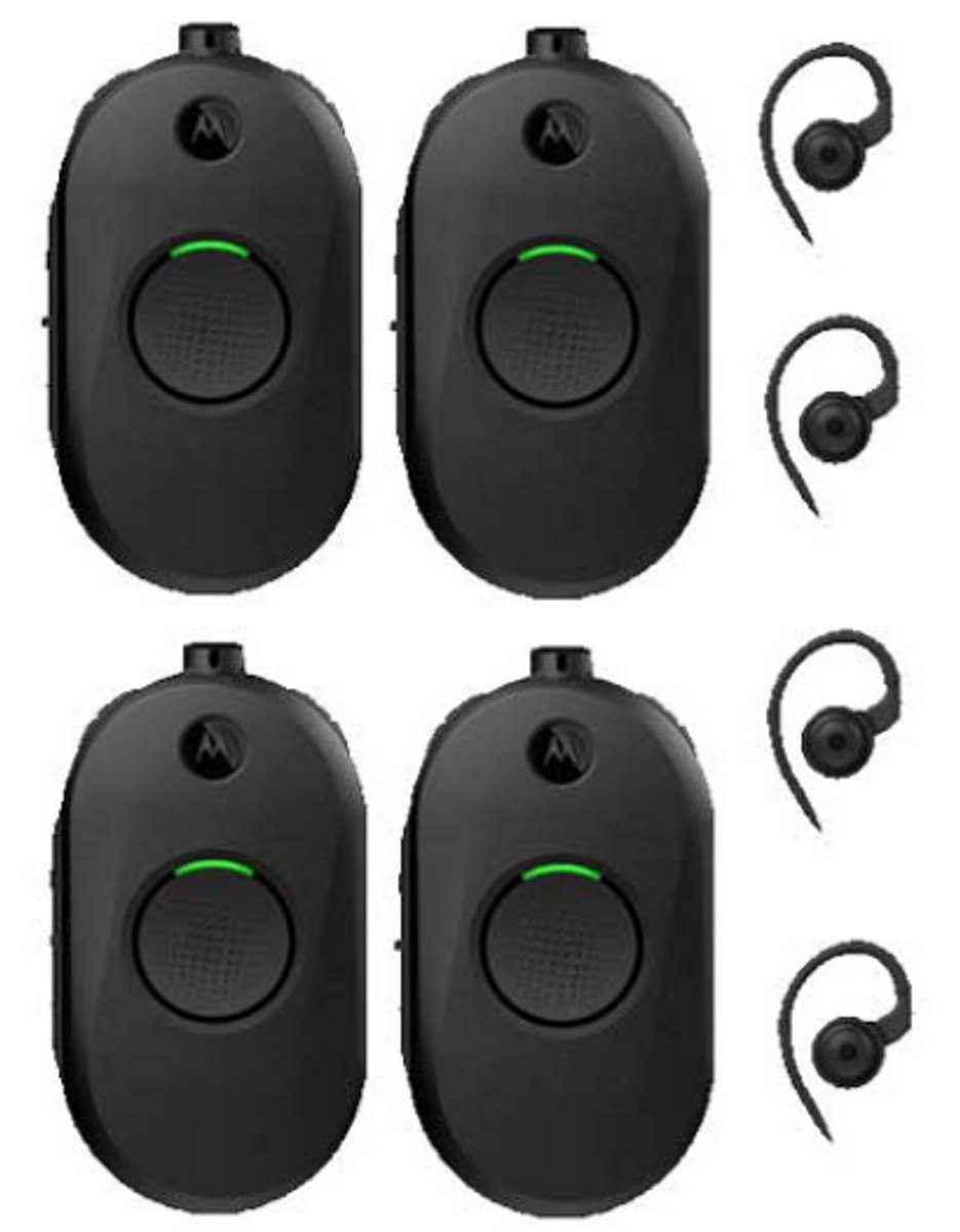 Set van 4 Motorola CLP446E Mini Portofoon met oortje zonder lader