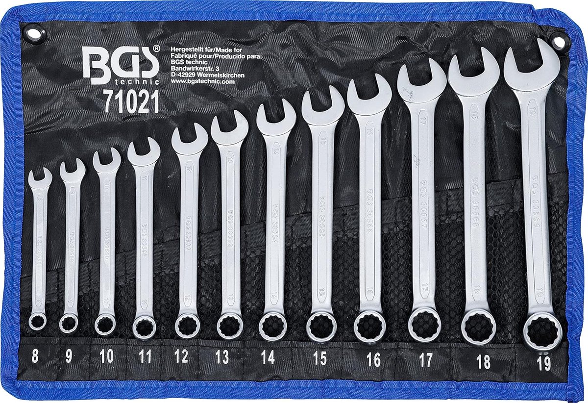 SnelShoppen - Spanner set 12-delig | Open-end en Ringsteeksleutel Set 8-19 mm | Chrome-vanadium staal | Professioneel Gereedschap | Handgereedschap |