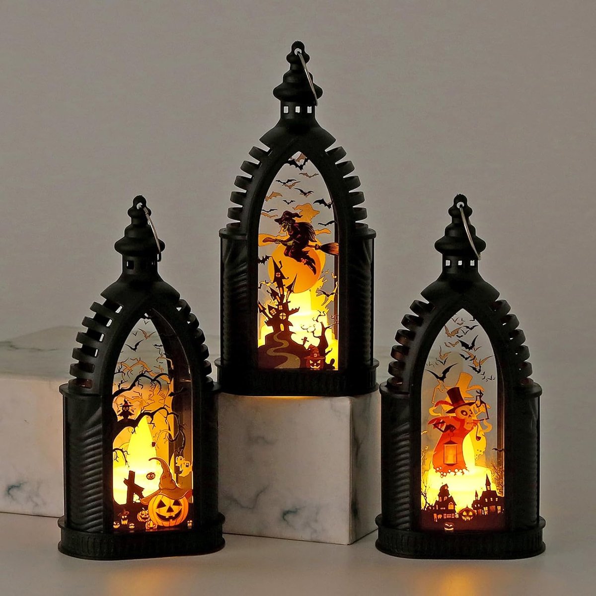 SnelShoppen - Halloween Lantern, Pompoen Lantaarn, Heksen Geest Decoratie, Batterij Aangedreven, Indoor Outdoor, Herbruikbaar, Compact, Duurzaam