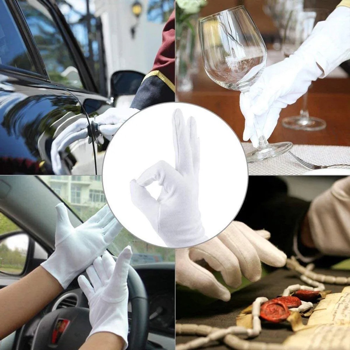 Sieradeninspectie merk 24 witte katoenen handschoenen, werkhandschoenen, hydraterende handschoenen, ontworpen Geschikt voor droge handen en eczeem.