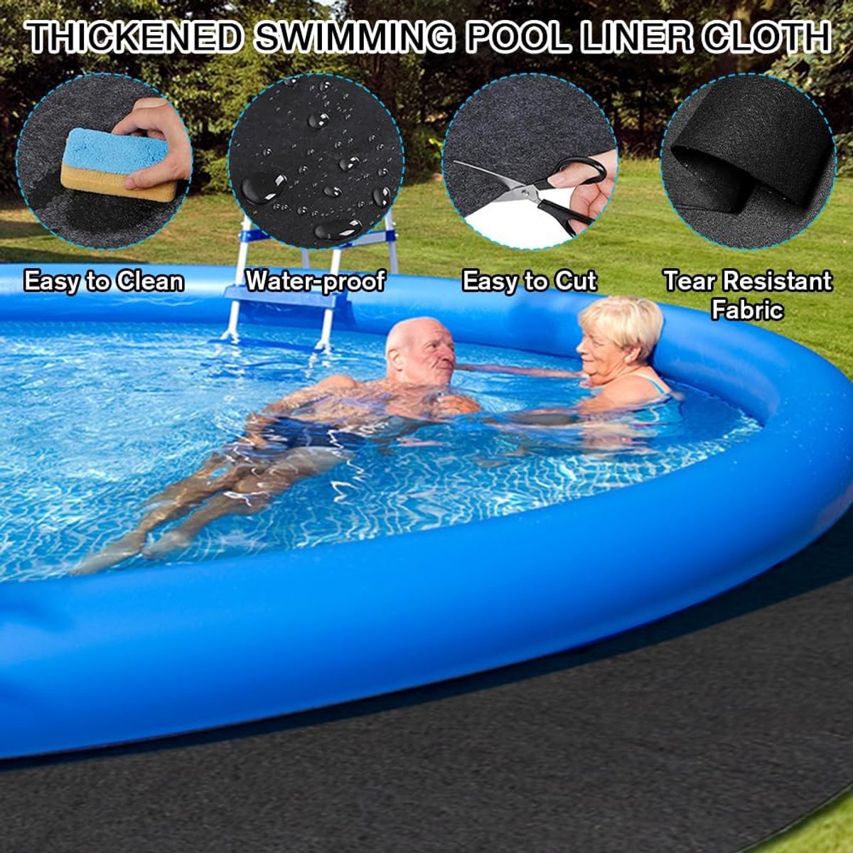 SnelShoppen - Outdoor Pool Mat 305 cm Rond - Beschermende Tarpaulin Vloermat voor Zwembaden - Grondzeil voor Whirlpool en Tuin - Water- en Olieabsorbe