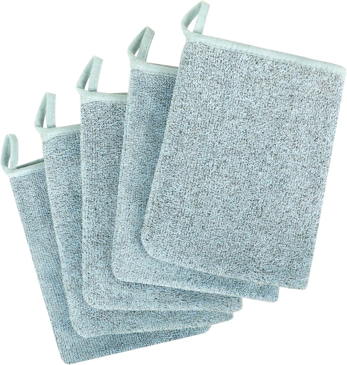 SnelShoppen - Set van 5 Zachte Katoenen Washandjes 15x21 cm - Sterke Waterabsorptie - Ideaal als Peelinghandschoen en Make-up Pad - Perfect voor Gevoe