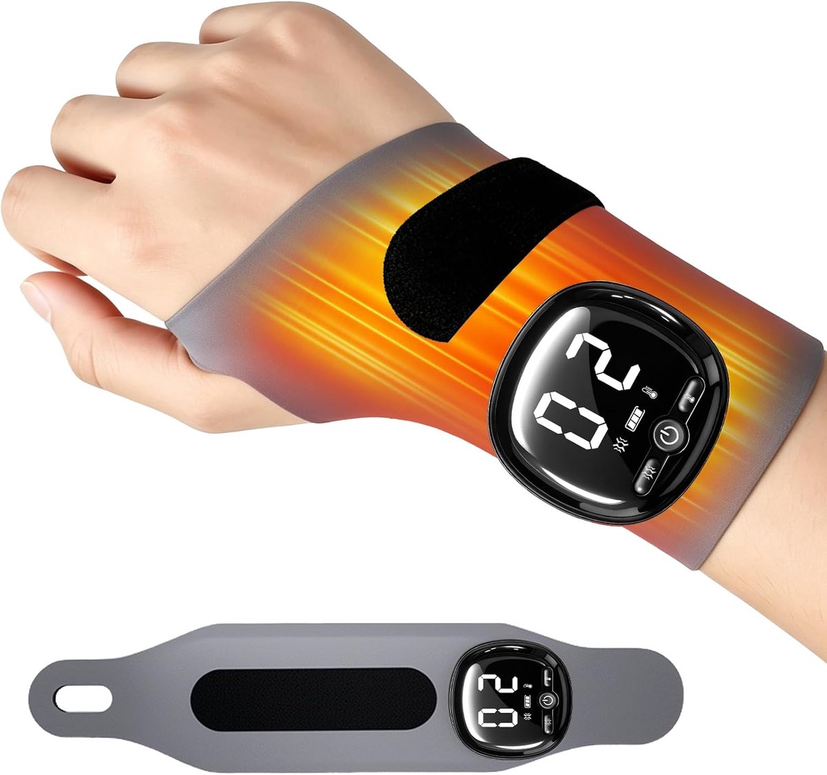 SnelShoppen - Handmassageapparaat Draadloos met Warmtefunctie voor Polsen, 5 Modi, 9 Sterktes, EMS Massager voor Ontspanning en Pijnverlichting, Ideaa