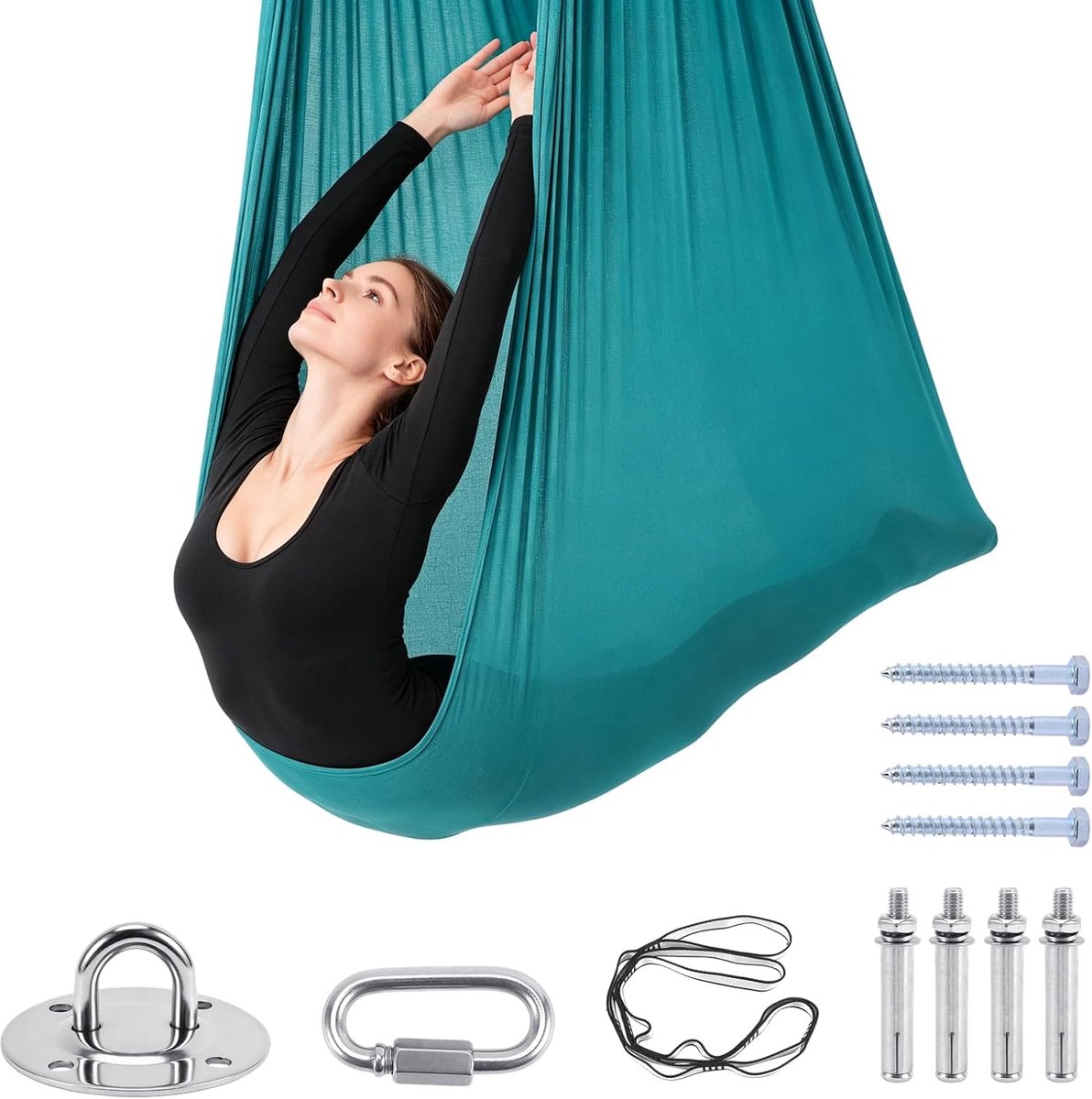 SnelShoppen - Yoga-hangmat 200 kg, duurzame elastische stof, comfortabel katoen, perfect voor fitness, krachttraining, pilates, indooroefeningen, thui