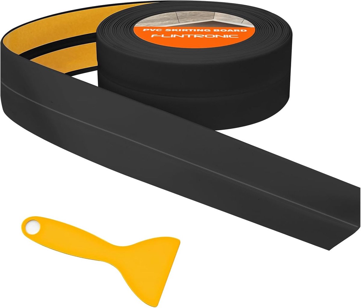 SnelShoppen - Flintronic Badkamer Seal 5 m x 38 mm Zelfklevende PVC Sealing Tape voor Bad, Keuken, Schimmelbestendig, L-profiel, Zwart