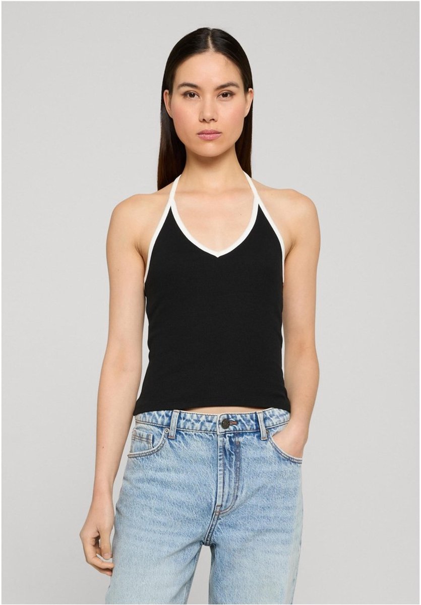 Urban Classics Contrast Piping Neckholder Mouwloze top L Zwart