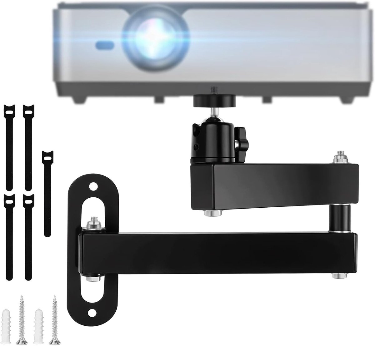 Verstelbare muurbeugel voor projectoren, multi-hoek stand met 1/4 inch schroefaansluiting en scharnierarm voor optimale projectie