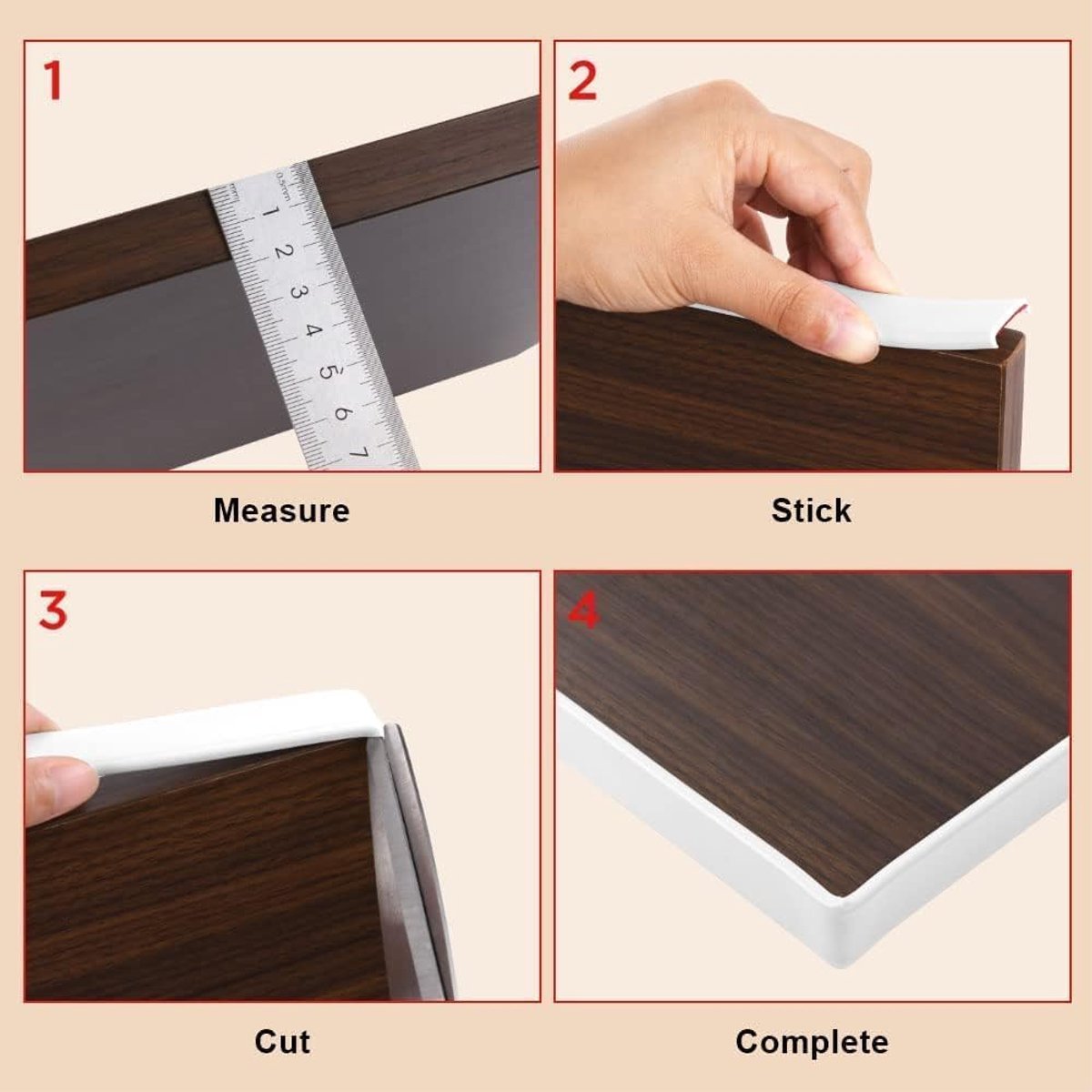 SnelShoppen - U-Shape Zelfklevende Soft Plinten Tape voor Keuken Badkamer Meubelrand Bescherming Flexibel TPE 20mm x 10m Wit