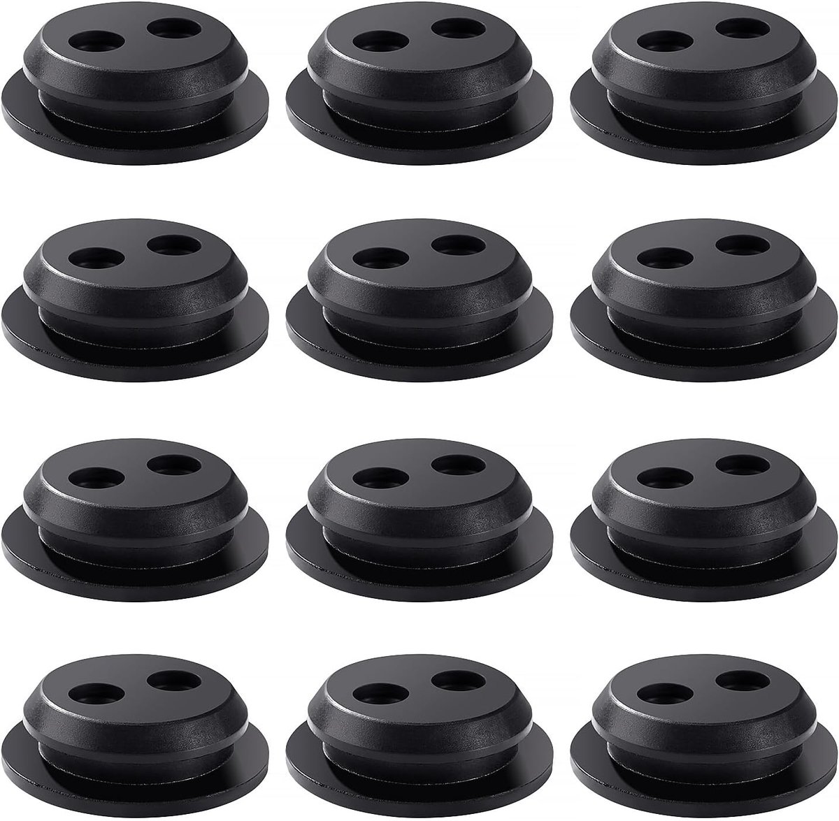 SnelShoppen - 12Pcs Rubber Grommet voor Brandstoftank, 2 Holes Rubber Seal voor Bosmaaiers, Trimmers en Grasmaaiers - Zwart Rubber, Sterke Sluiting