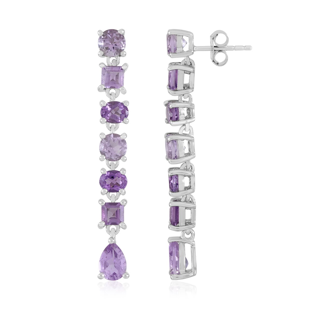 Cavill - Zilveren Oorbellen - 925 Sterling Zilver - Lavendel Amethist Peervorm 5,731 ct - Ovale & Ronde Edelstenen - Elegant Braziliaanse Sieraden