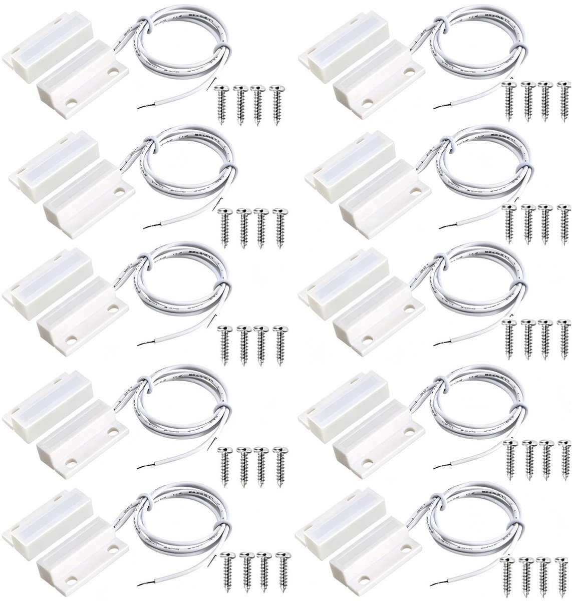 SnelShoppen - 10 Paar NC Bedrade Deur/Window Sensor, Magnetische Schakelaar, Huisbeveiliging, Alarm Systeem, Raam/Deur Contact Sensor, MC-38