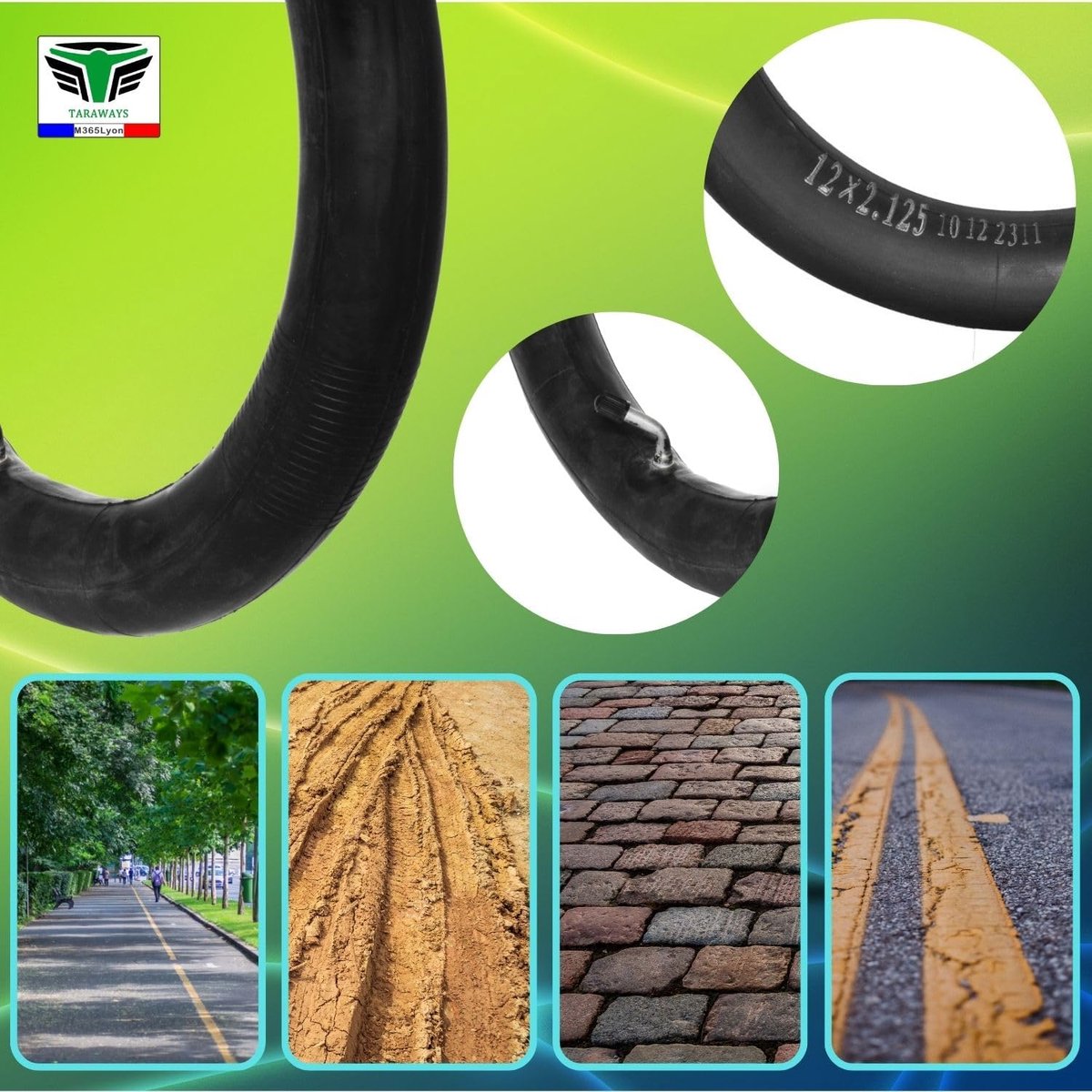 SnelShoppen - Inner Tube 12 x 2.125 voor Elektrische Scooter, Balance Bike, Vouwfiets, Kinderwagen - Hoogwaardige Rubber, Set van 2 - 12.5 x 2.25 Comp
