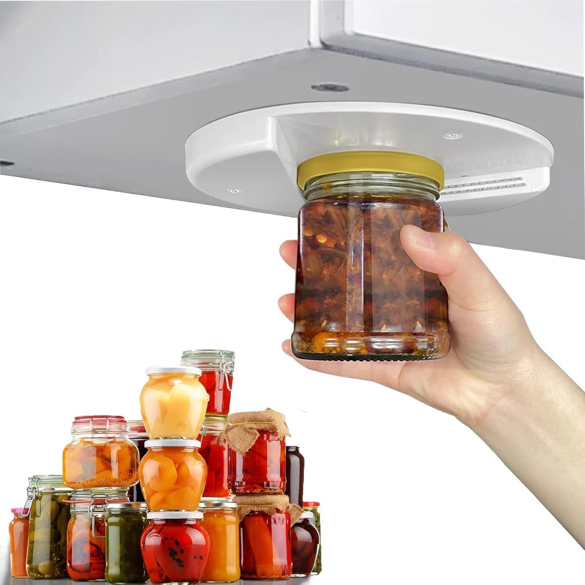 SnelShoppen - Blikopener onder de kast, roestvrijstalen flessenopener voor senioren, glasopener voor zwakke handen, duurzaam keukenapparaat voor thuis