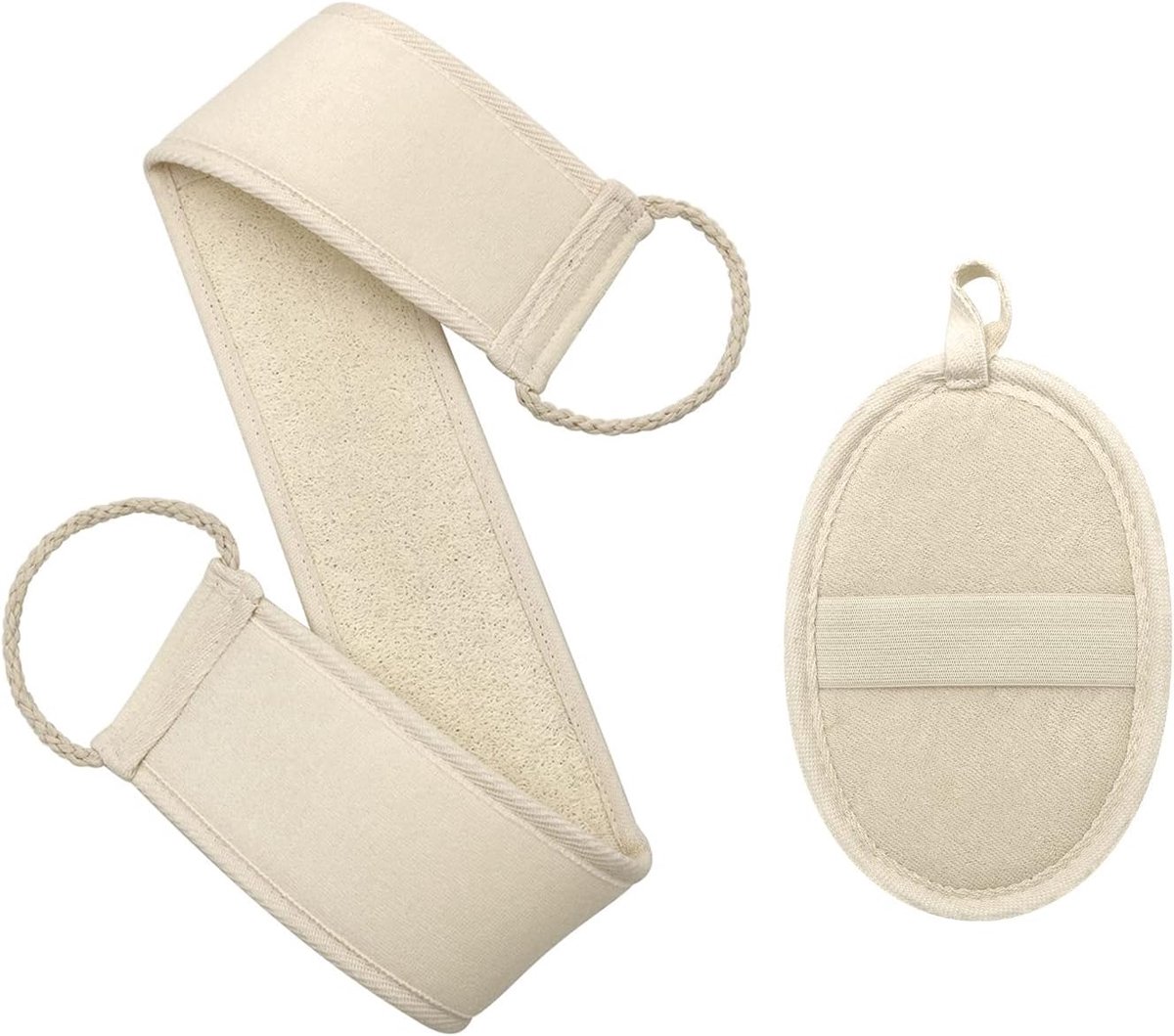 SnelShoppen - Luffa Back Scrubber - Organic Loofah Badband Met Massage Effect - Dubbelzijdige Peeling Pad Voor Mannen & Vrouwen - Ideaal Voor Thuis Sp
