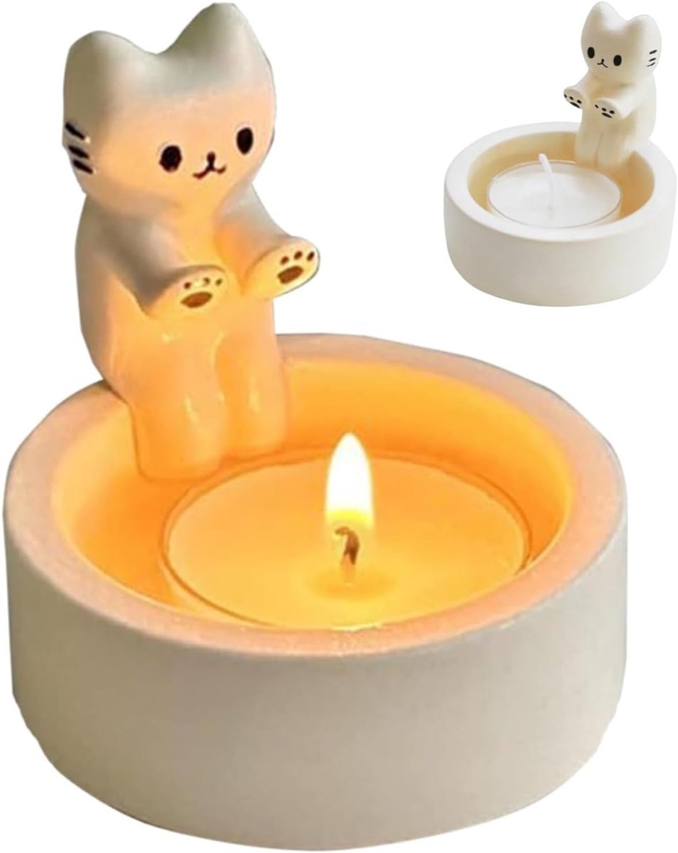 SnelShoppen - Candlestick Kat, Unieke Kaarsenhouder Cartoon, Paw Warmer voor Kattenliefhebbers, Decoratie voor Thuis en Kantoor, Warmte en Sfeer