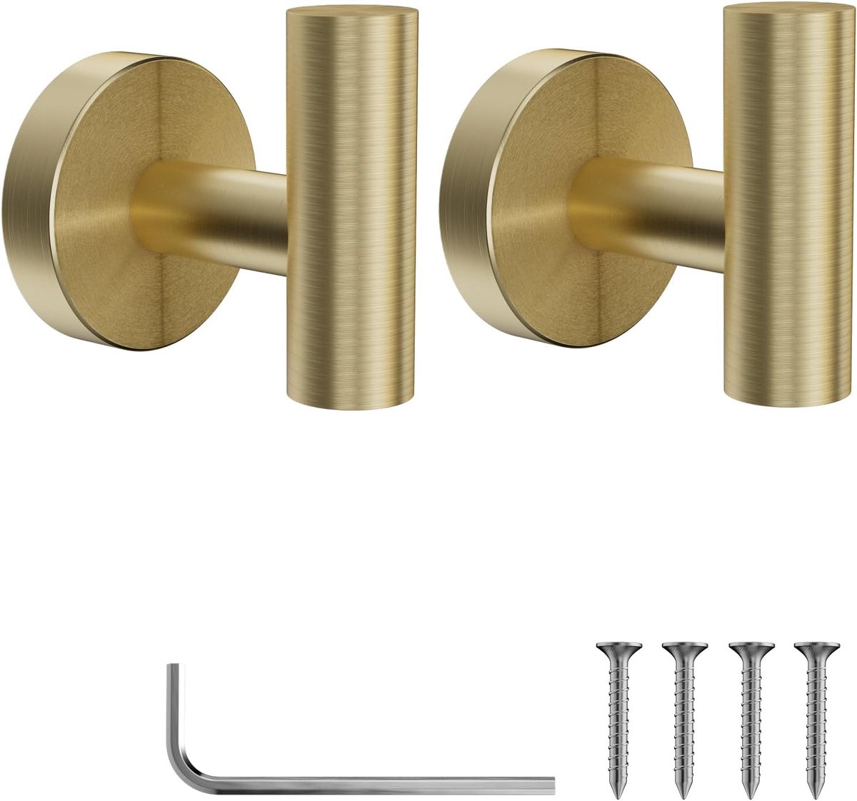 SnelShoppen - 2 Stuks YUET SUS 304 RVS Handdoekhaken, Wandkapstok met Schroefaccessoires voor Keuken en Badkamer, Goud, Waterdicht en Roestvrij