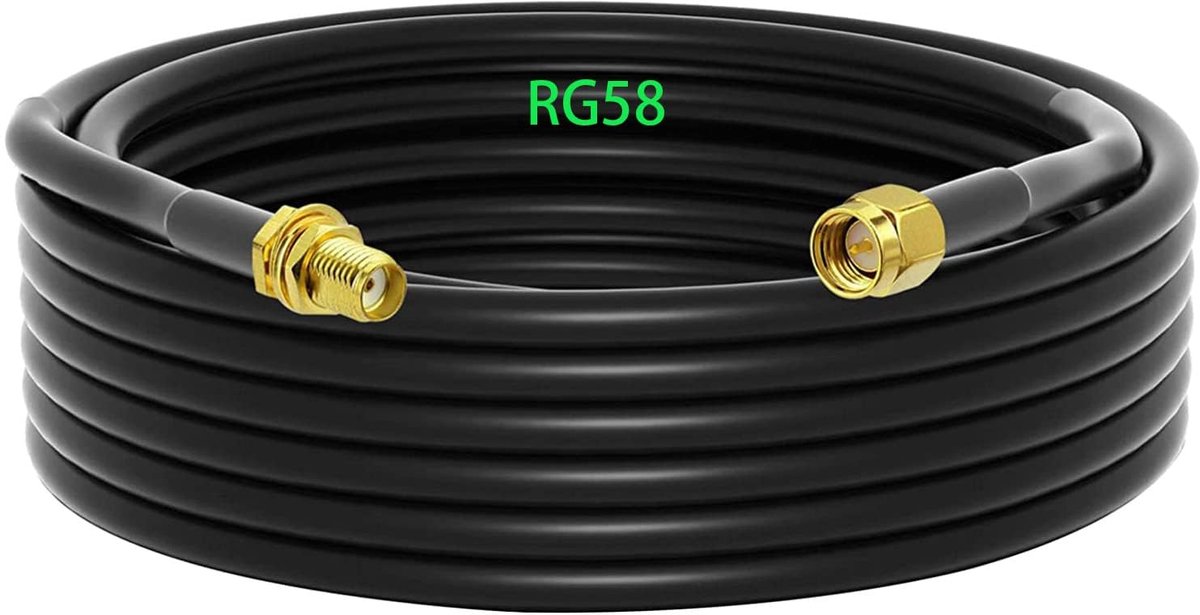 SnelShoppen - RG58 SMA naar SMA Kabel 10m WiFi Antenne Kabel - Laagverlies Coaxiale Kabel voor WiFi Antenne/Radio/FPV Drone - Hoge Frequentie Signaalr