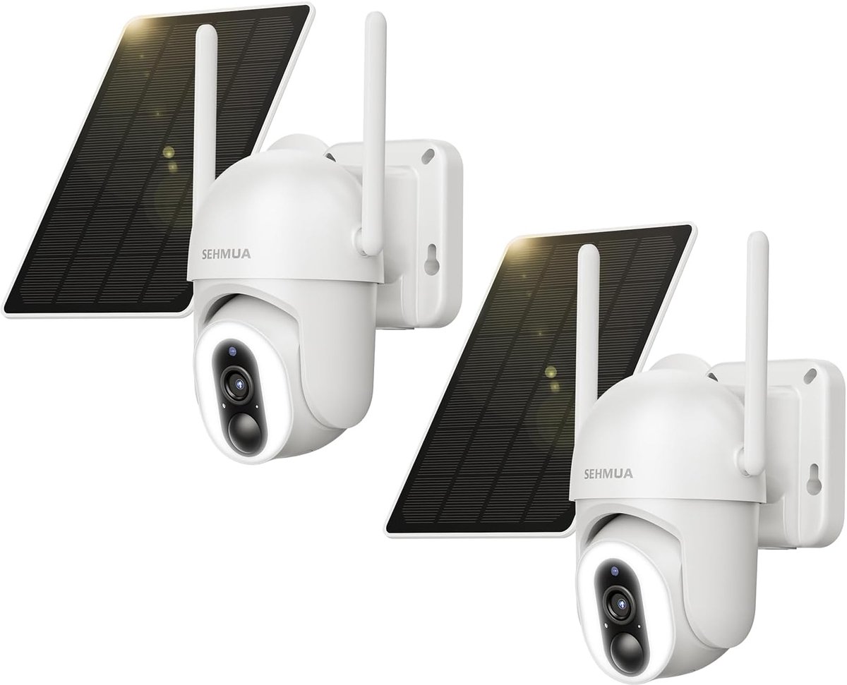 SnelShoppen - 2K Outdoor Beveiligingscamera, Accu, WiFi, 360° PTZ Camera, Buitenbewaking met PIR Detectie, 12 LEDs (500 Lumen), 2-Weg Audio, Kleurrijk