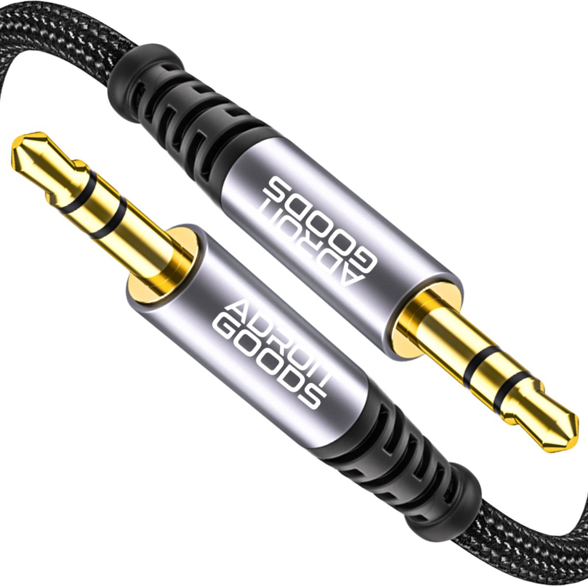 AdroitGoods 3.5mm AUX Kabel Stereo Audio HiFi 24bit 192kHz Vergulde Jack Premium Gevlochten Kabel - Universeel voor Auto Koptelefoon Speaker - 1 m