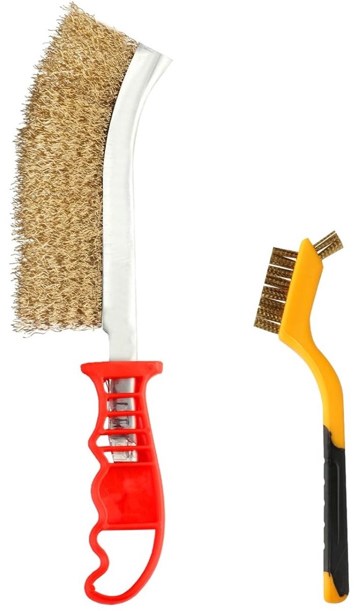 Set van 2 Draadborstels voor het Verwijderen van Roest, Verf en Vervuiling - Handborstels voor Metalen Oppervlakken (1 Groot + 1 Klein)