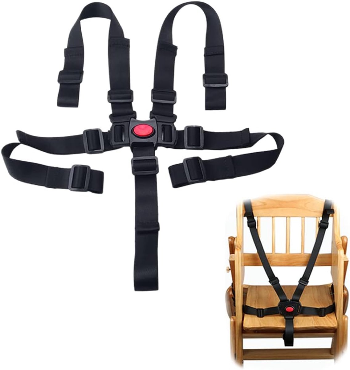 SnelShoppen - 5-Punts Verstelbare Veiligheidsgordel voor Kinderstoel, Buggy en Kinderwagen - Universele Nylon en Plastic Stoelgordel voor Kinderen